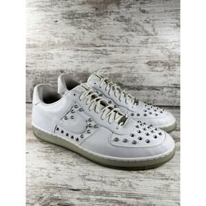 Men's Nike Air Force 1 Downtown Spike Triple White Sneakers Sz 13